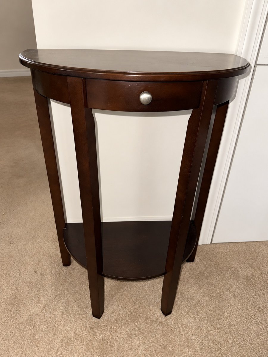 Half-circle (demilune) console table, espresso