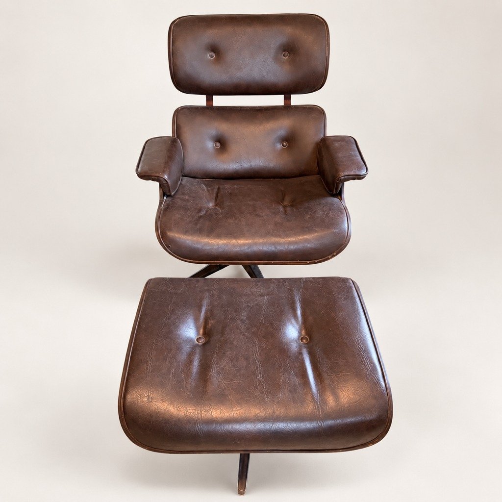 Eames-style lounge chair and ottoman, Plycraft class